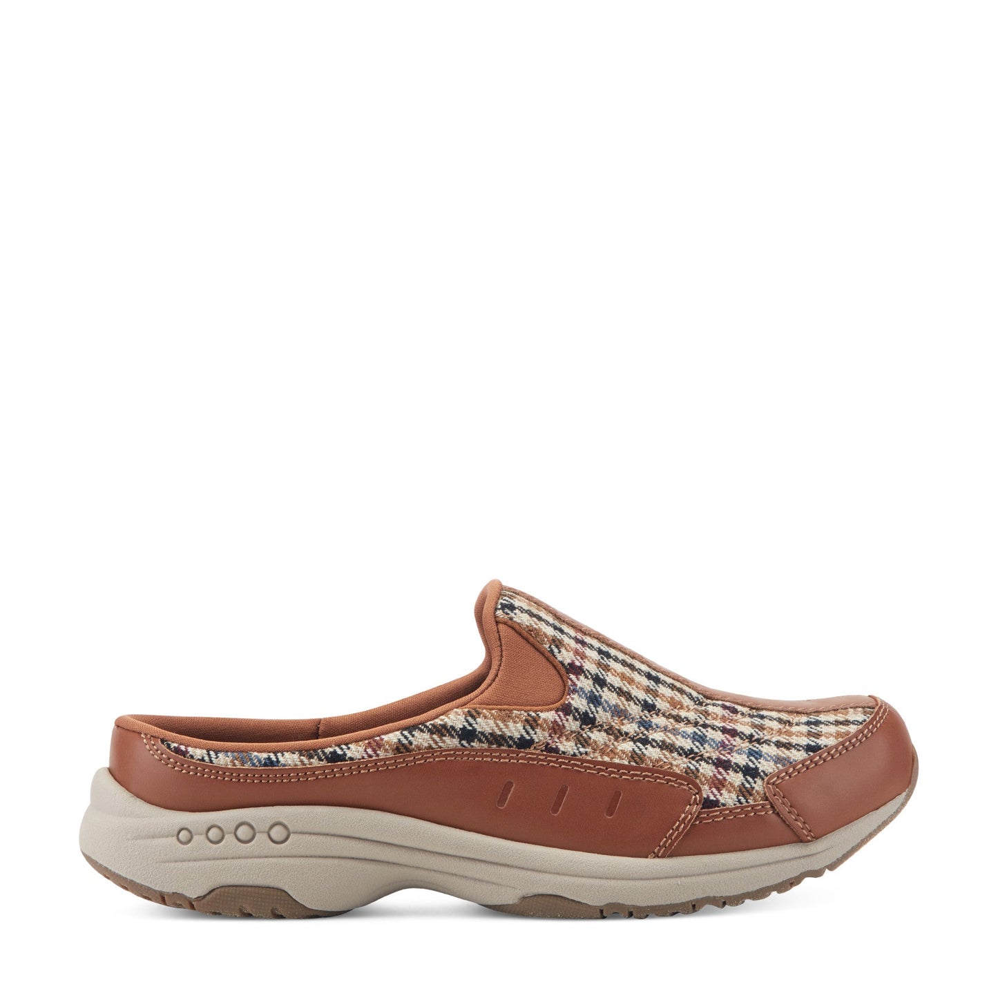 Easy Spirit Traveltime Clogs - Brown Multi Houndstooth