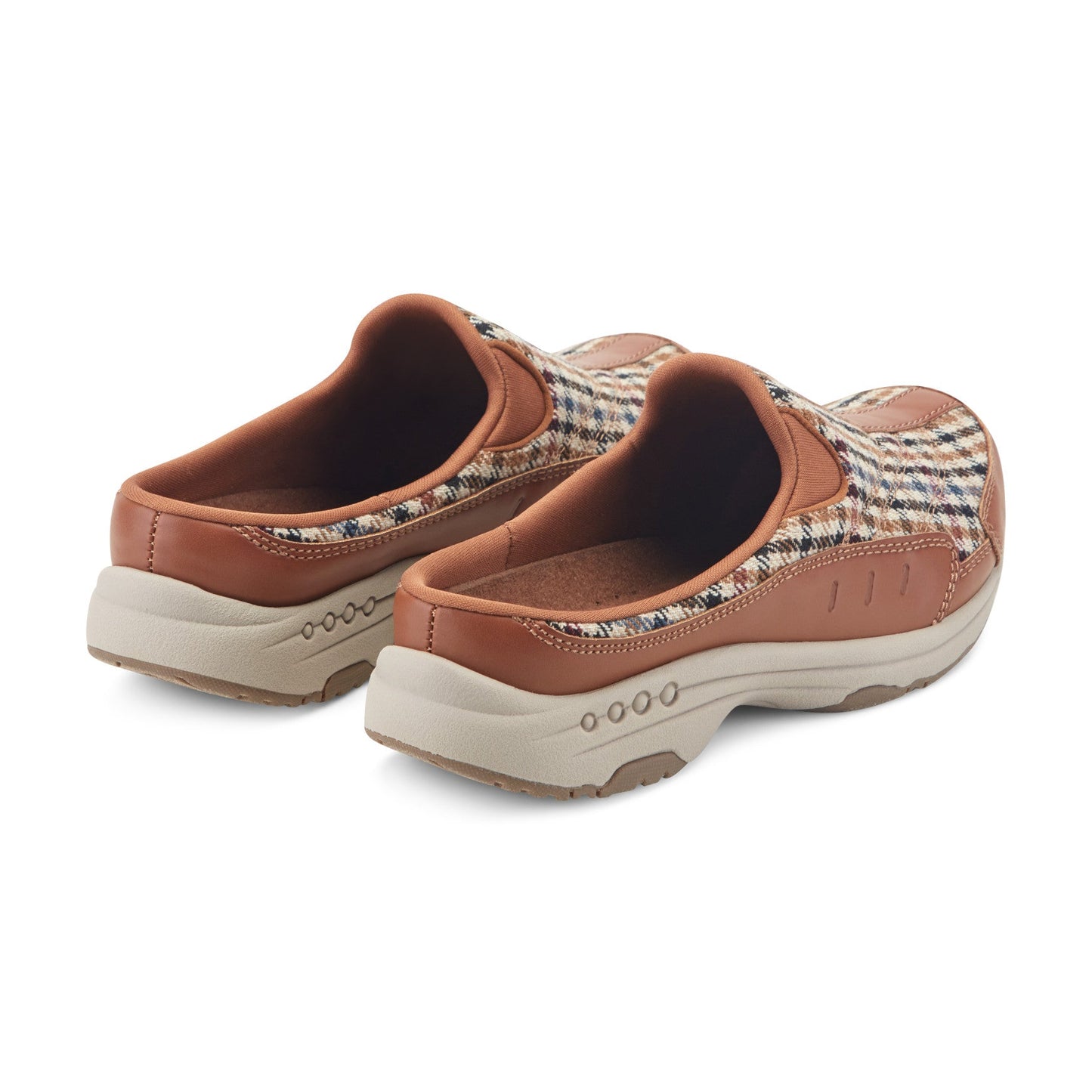 Easy Spirit Traveltime Clogs - Brown Multi Houndstooth