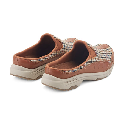 Easy Spirit Traveltime Clogs - Brown Multi Houndstooth