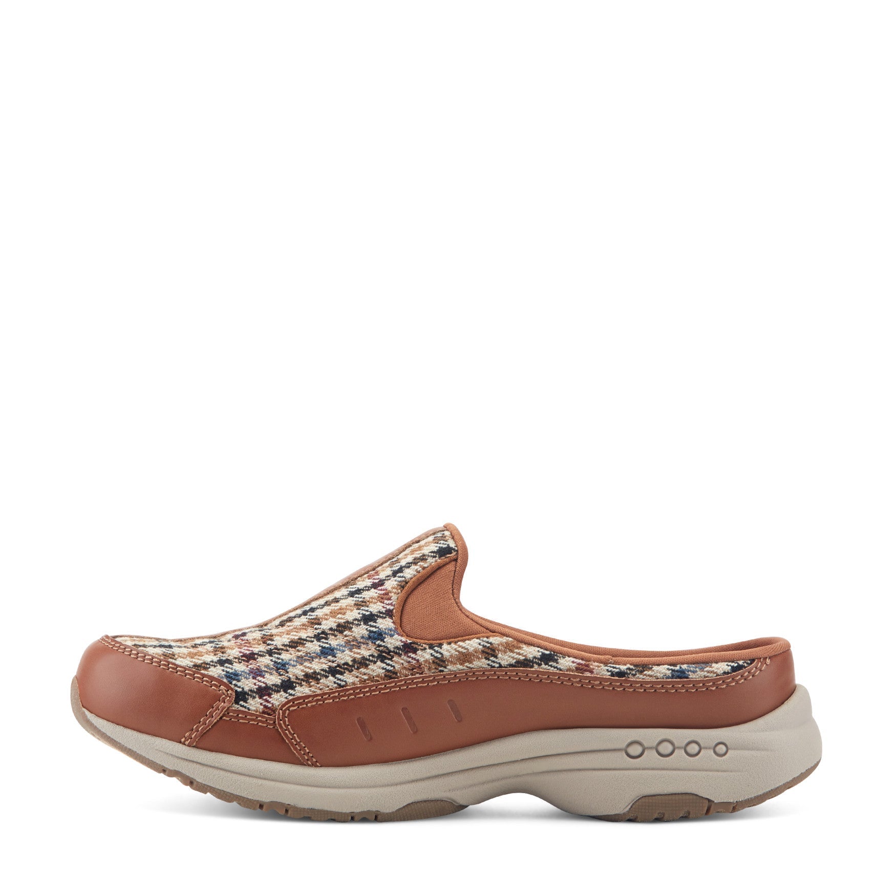 Easy Spirit Traveltime Clogs - Brown Multi Houndstooth