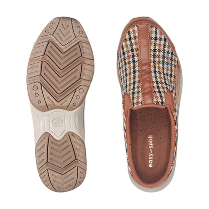 Easy Spirit Traveltime Clogs - Brown Multi Houndstooth