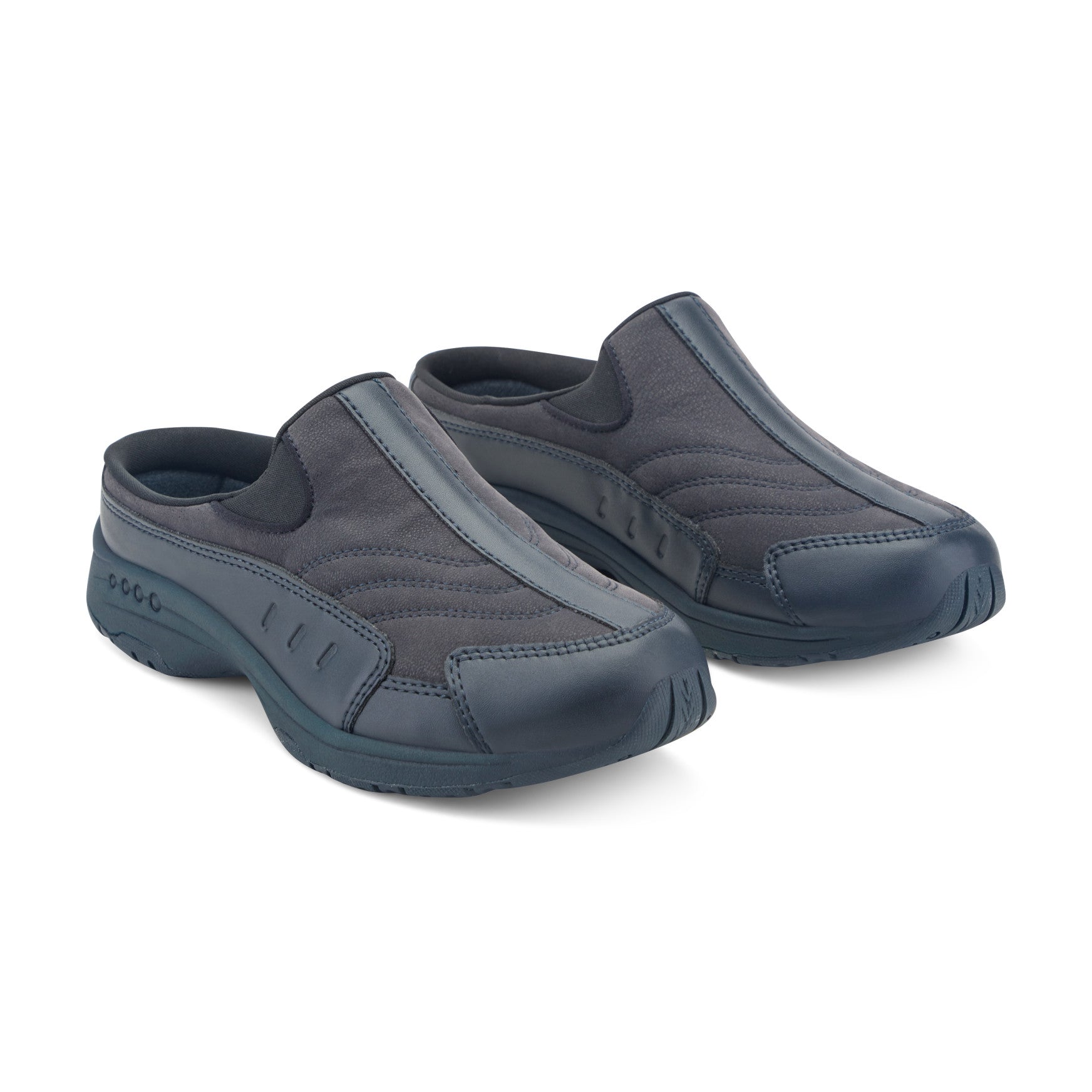 Easy Spirit Traveltime Leather Clogs - Navy Leather