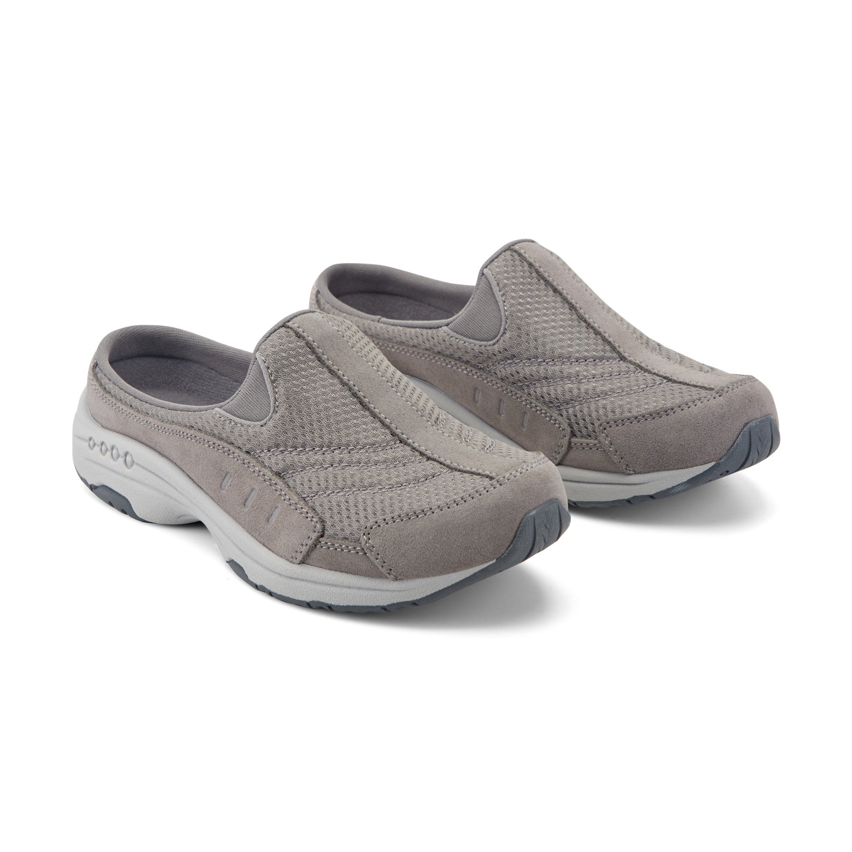 Easy Spirit Traveltime Clogs - Grey Suede/Mesh