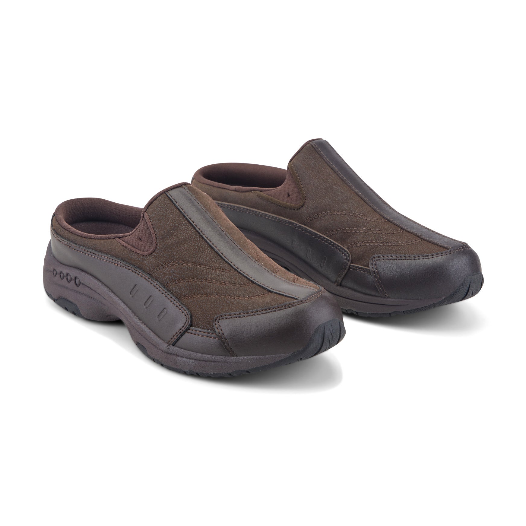 Easy Spirit Traveltime Leather Clogs - Chocolate Leather