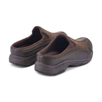 Easy Spirit Traveltime Leather Clogs - Chocolate Leather