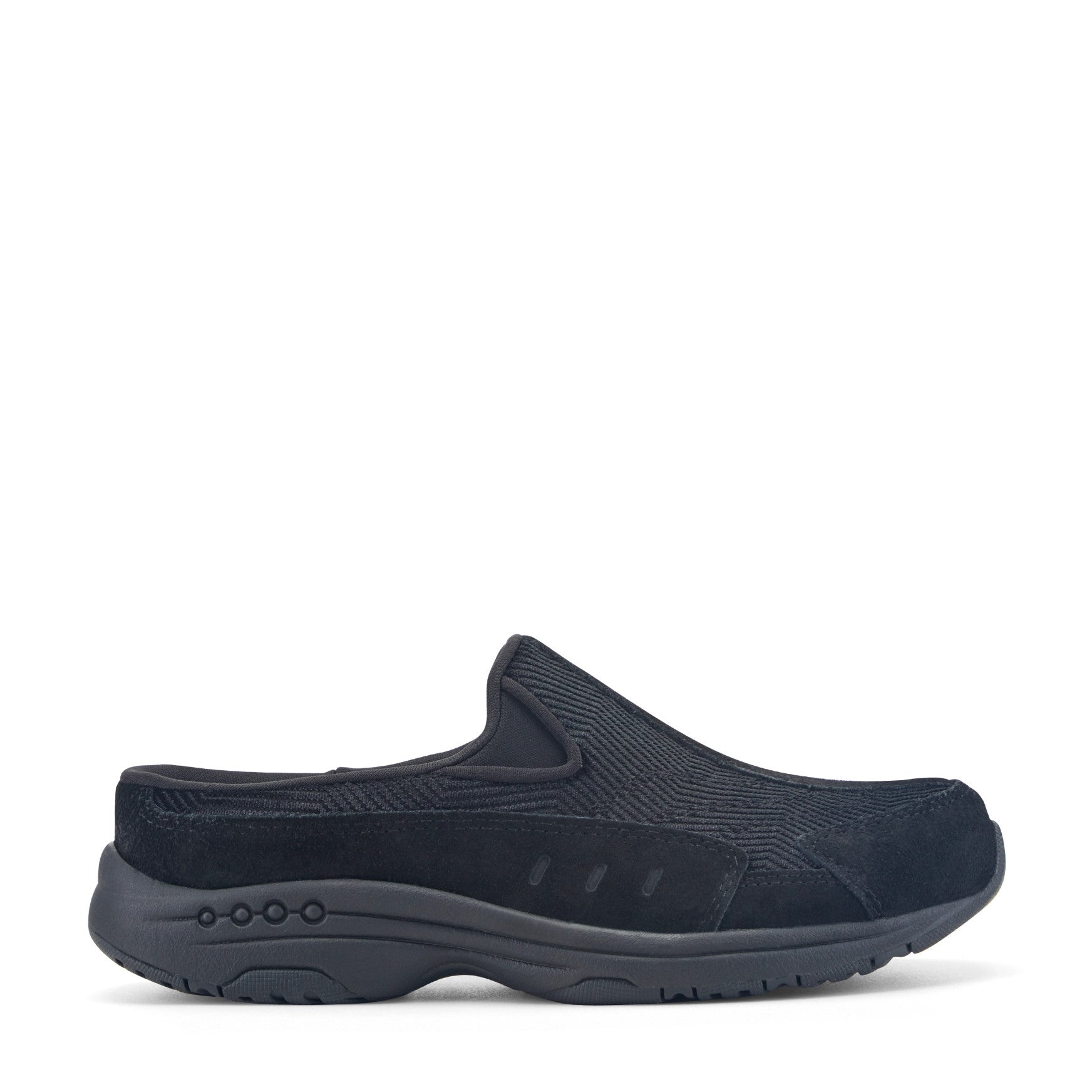 Easy Spirit Traveltime Clogs - Black Velour Suede