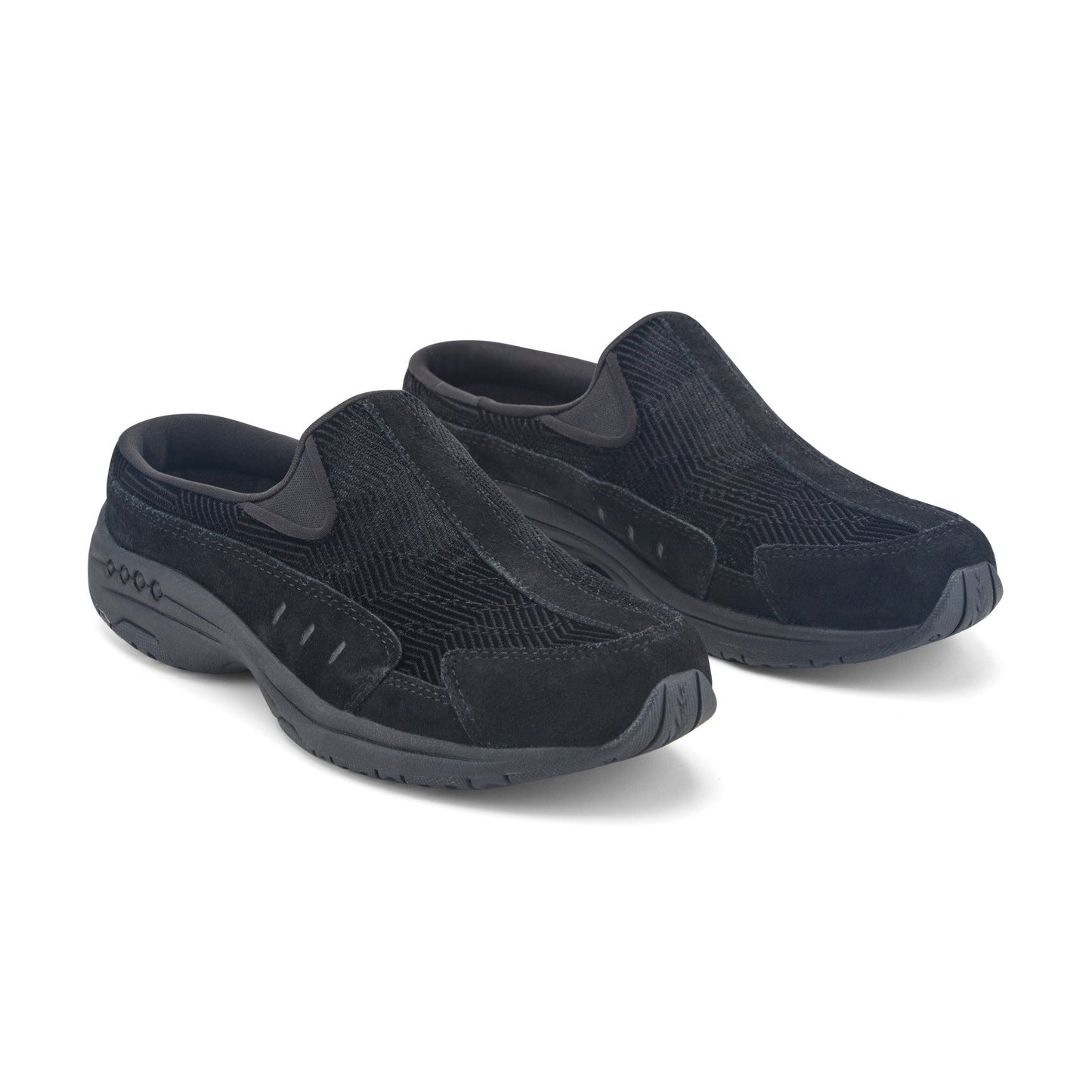 Easy Spirit Traveltime Clogs - Black Velour Suede