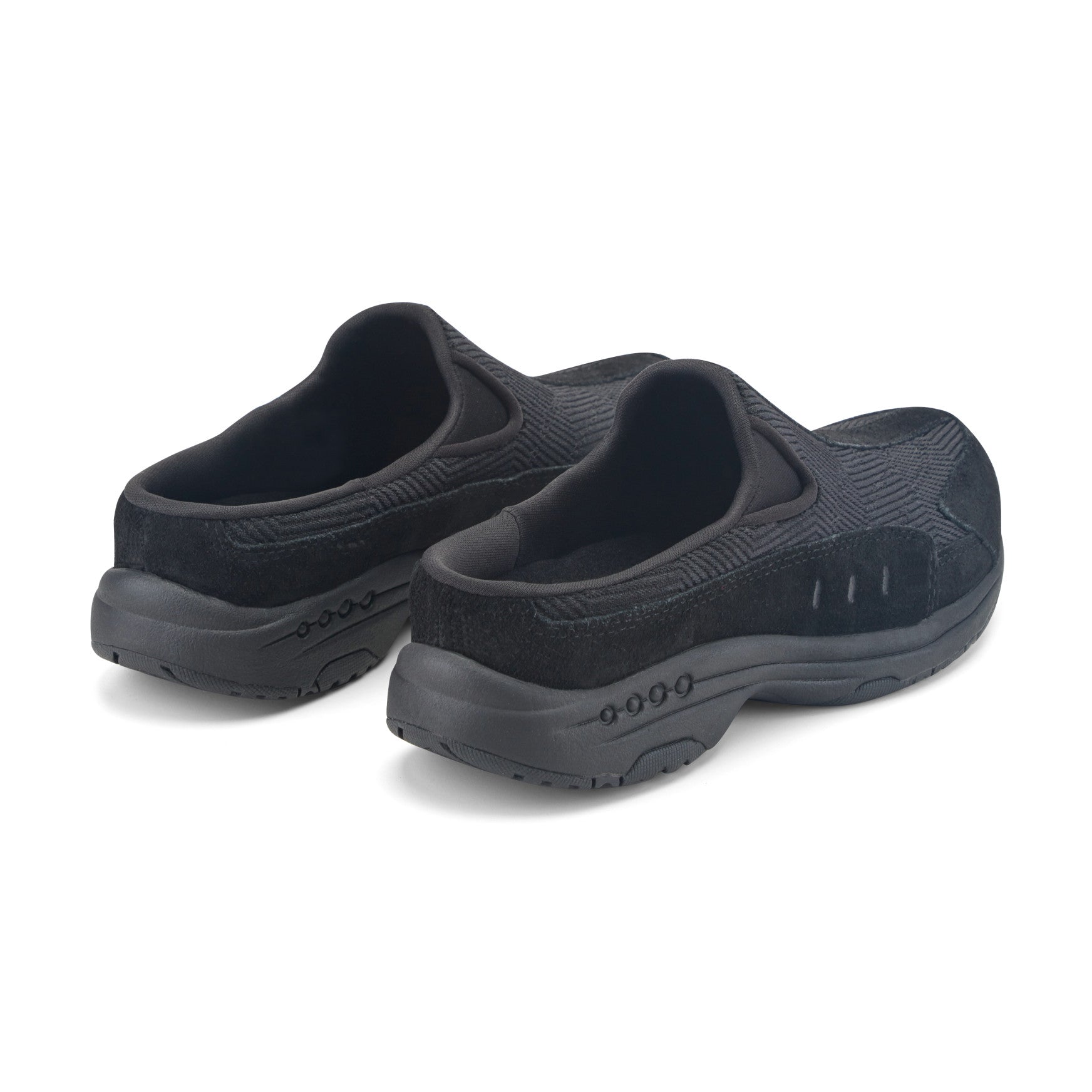 Easy Spirit Traveltime Clogs - Black Velour Suede