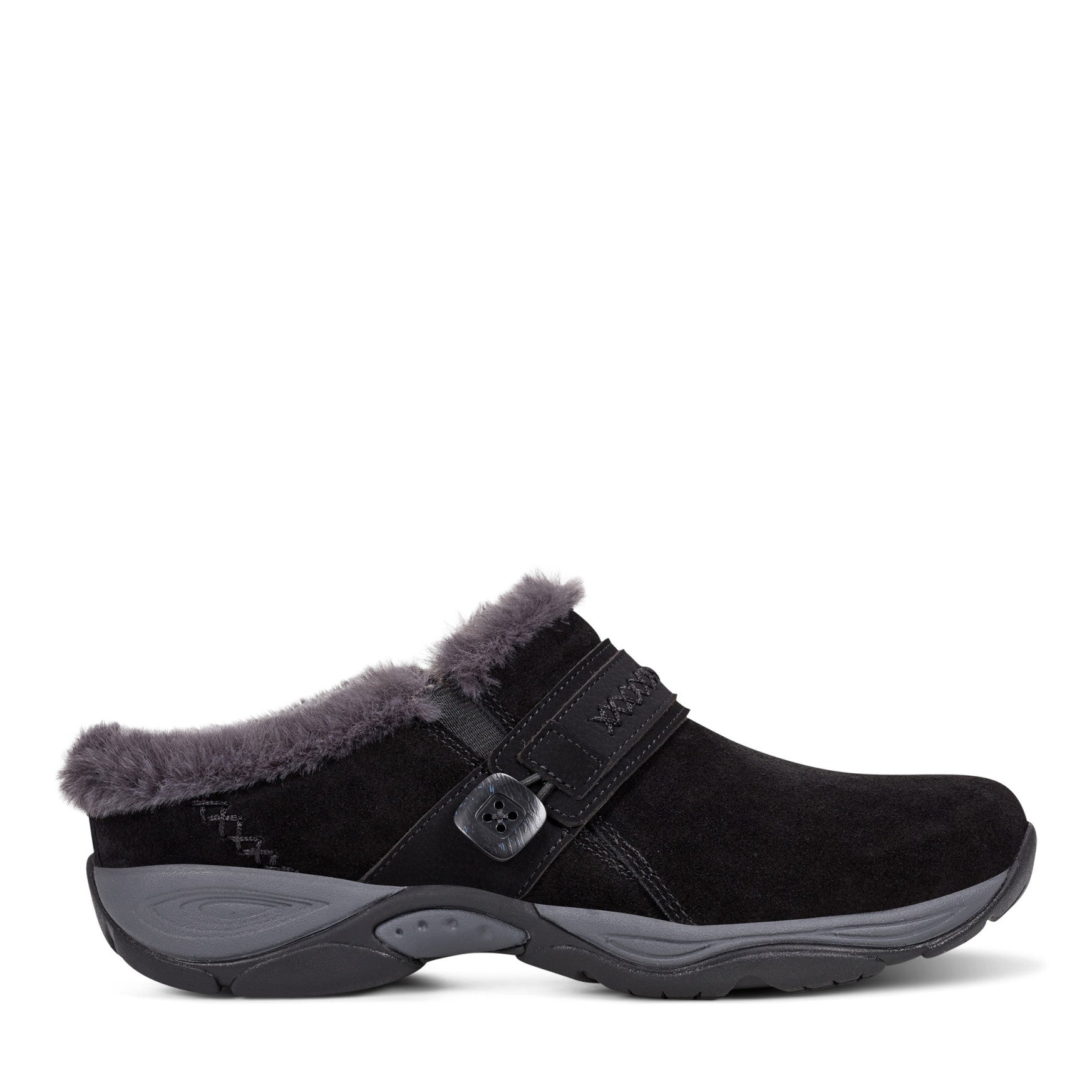 Easy Spirit Elinn Casual Clogs - Black Suede