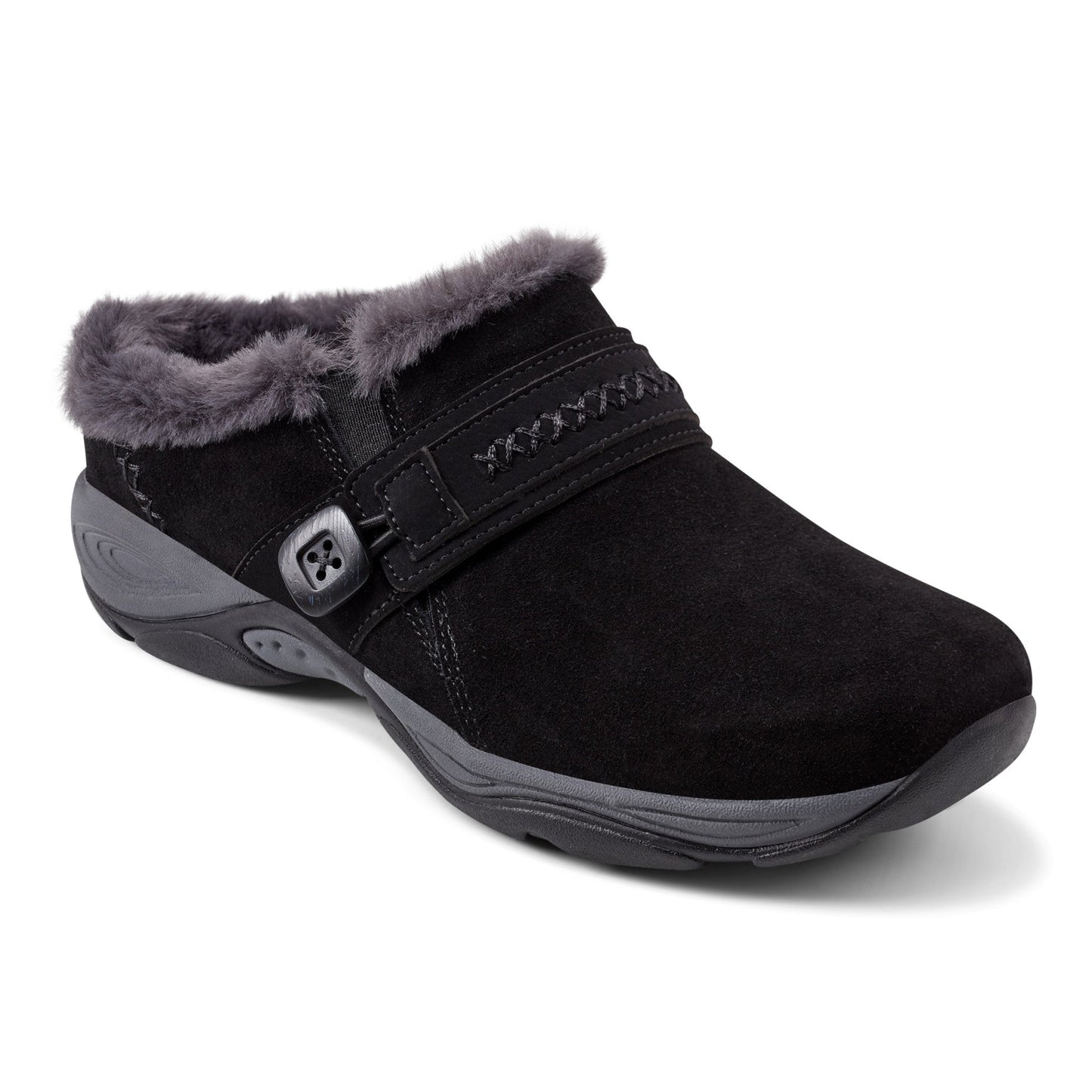 Easy Spirit Elinn Casual Clogs - Black Suede