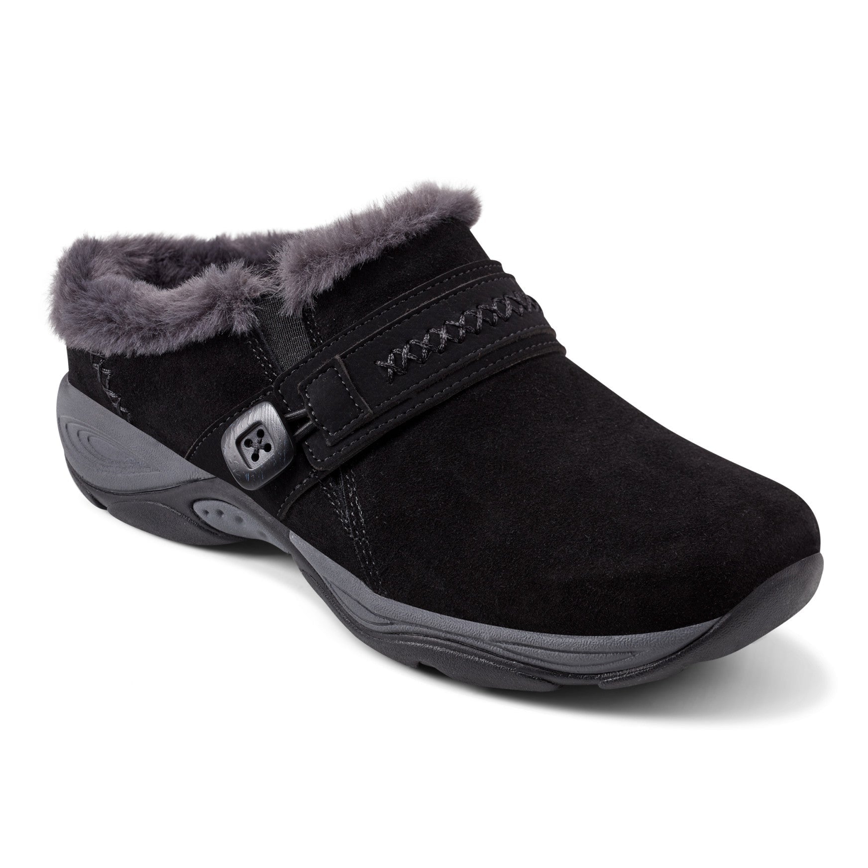 Easy Spirit Elinn Casual Clogs - Black Suede