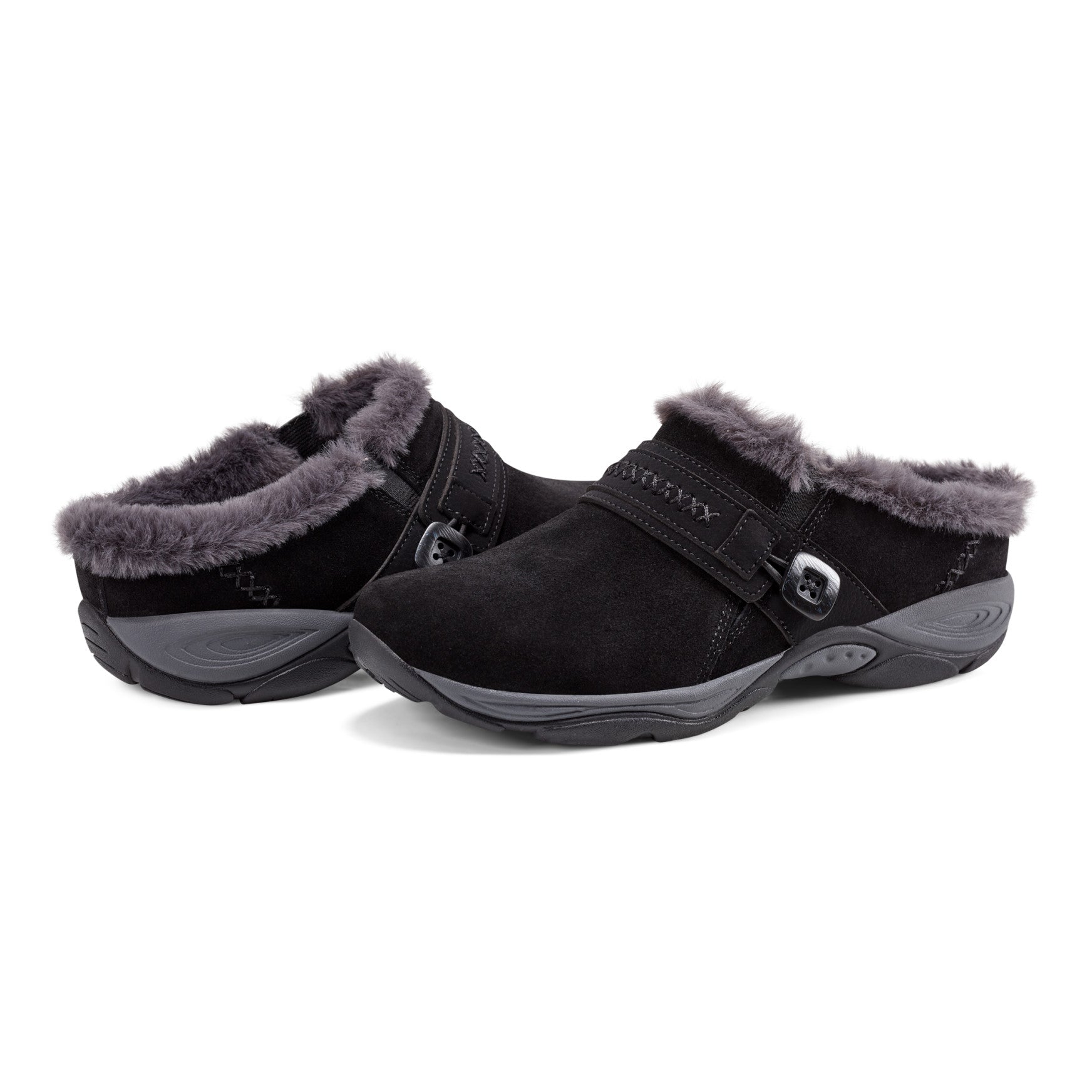 Easy Spirit Elinn Casual Clogs - Black Suede