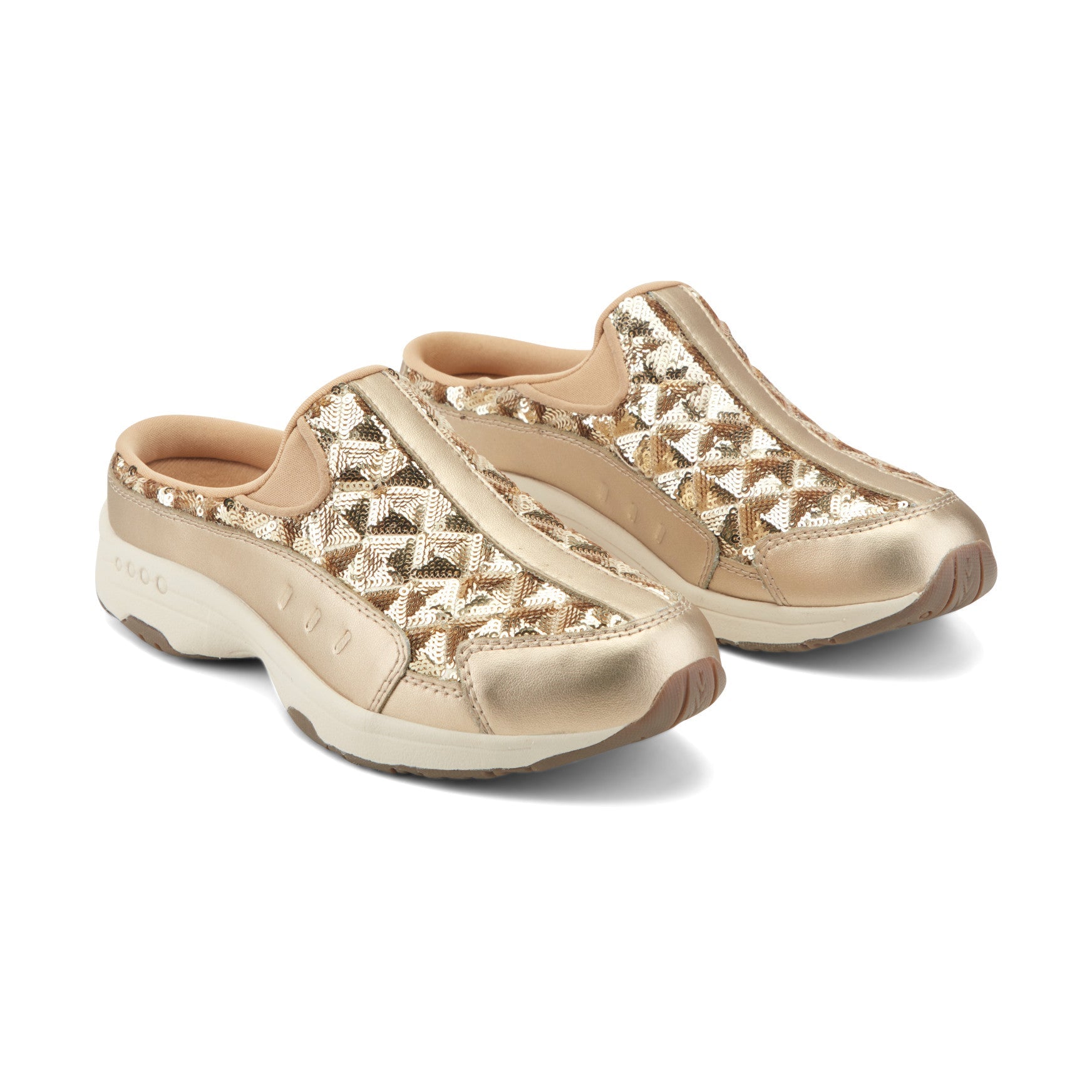 Easy Spirit Traveltime Clogs - Gold Sequin