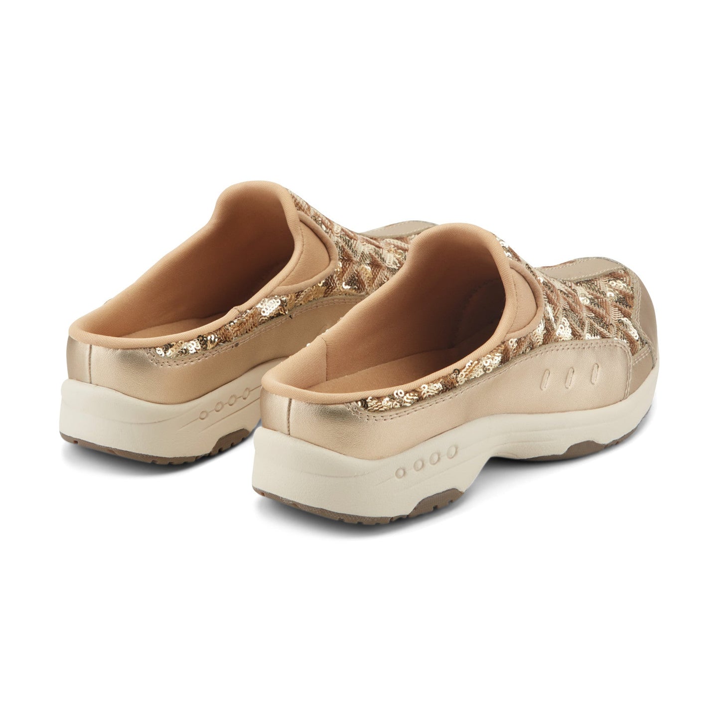 Easy Spirit Traveltime Clogs - Gold Sequin