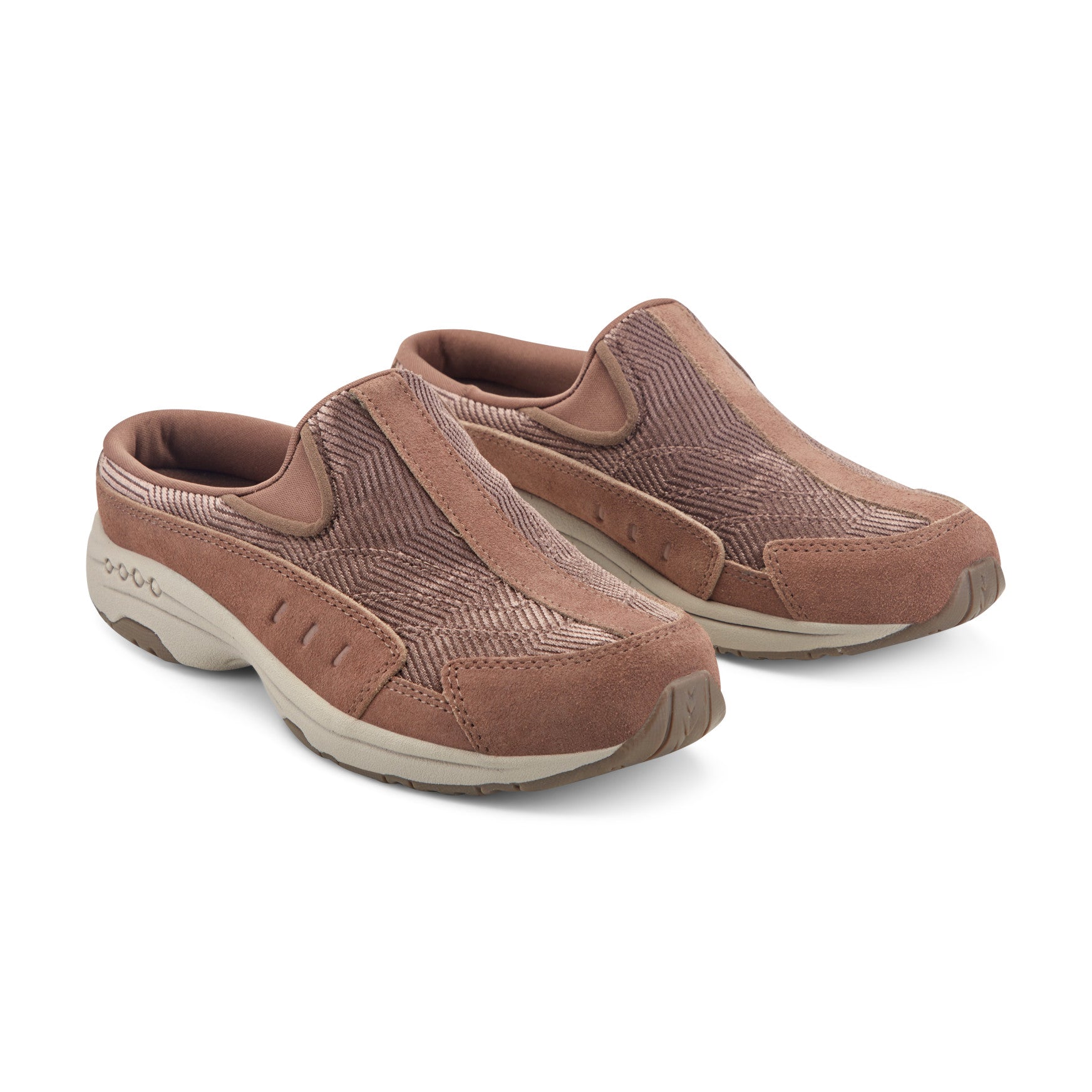 Easy Spirit Traveltime Clogs - Taupe Velour Suede