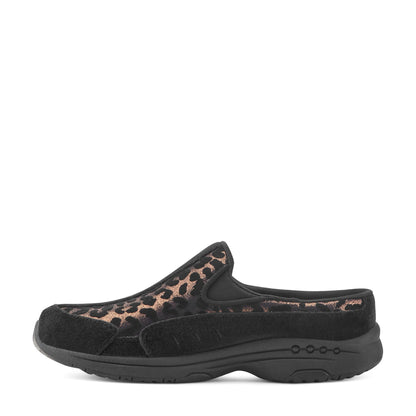 Easy Spirit Traveltime Clogs - Black Velvet/Leopard Print