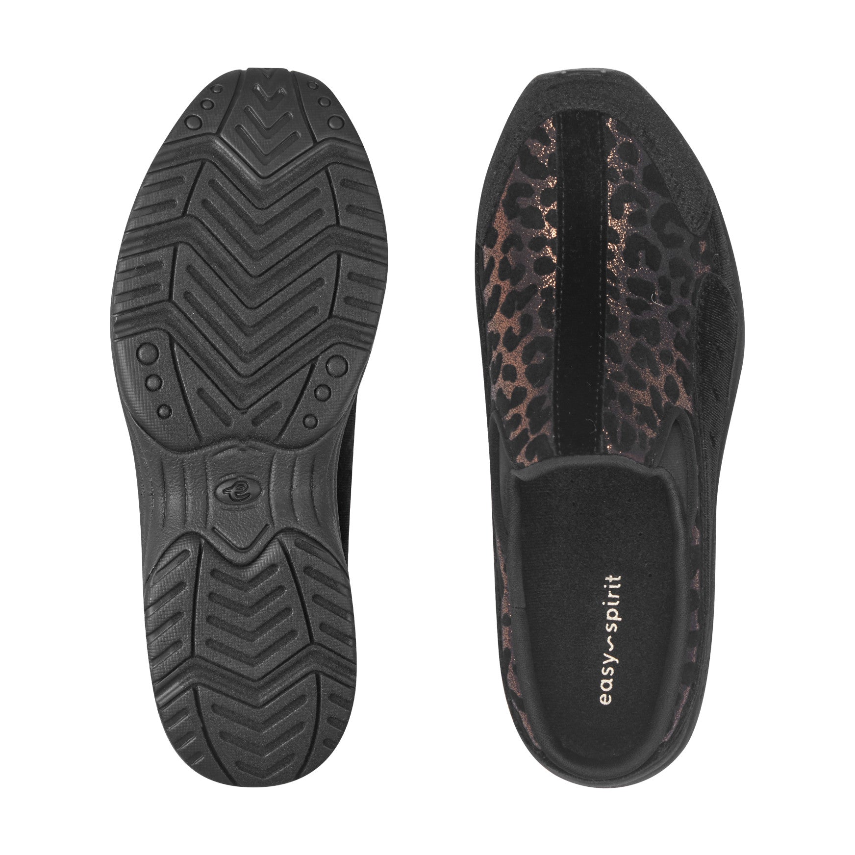 Easy Spirit Traveltime Clogs - Black Velvet/Leopard Print