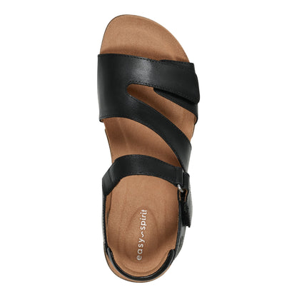 Easy Spirit Mavey Casual Sandals - Black Leather