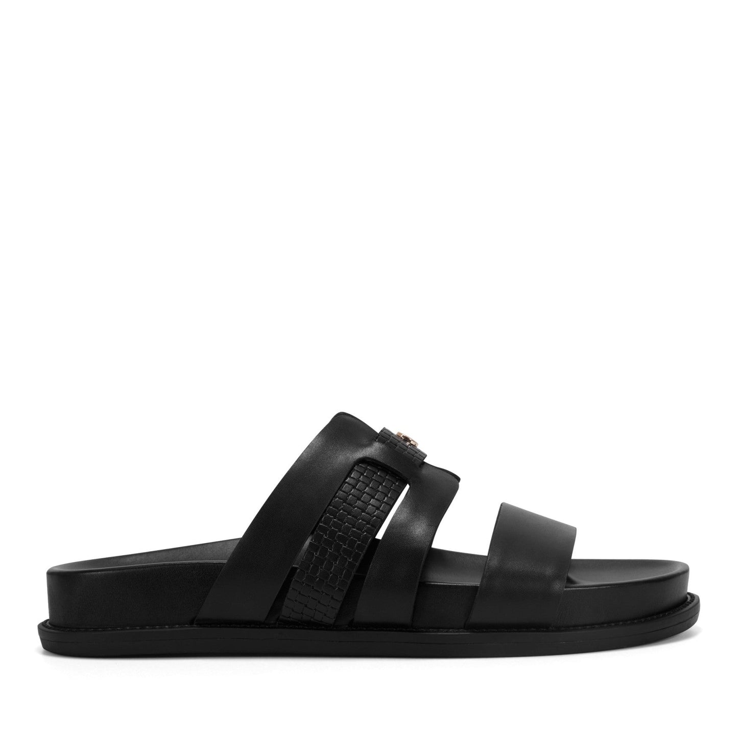 Easy Spirit Trevin Footbed Sandals - Black Leather