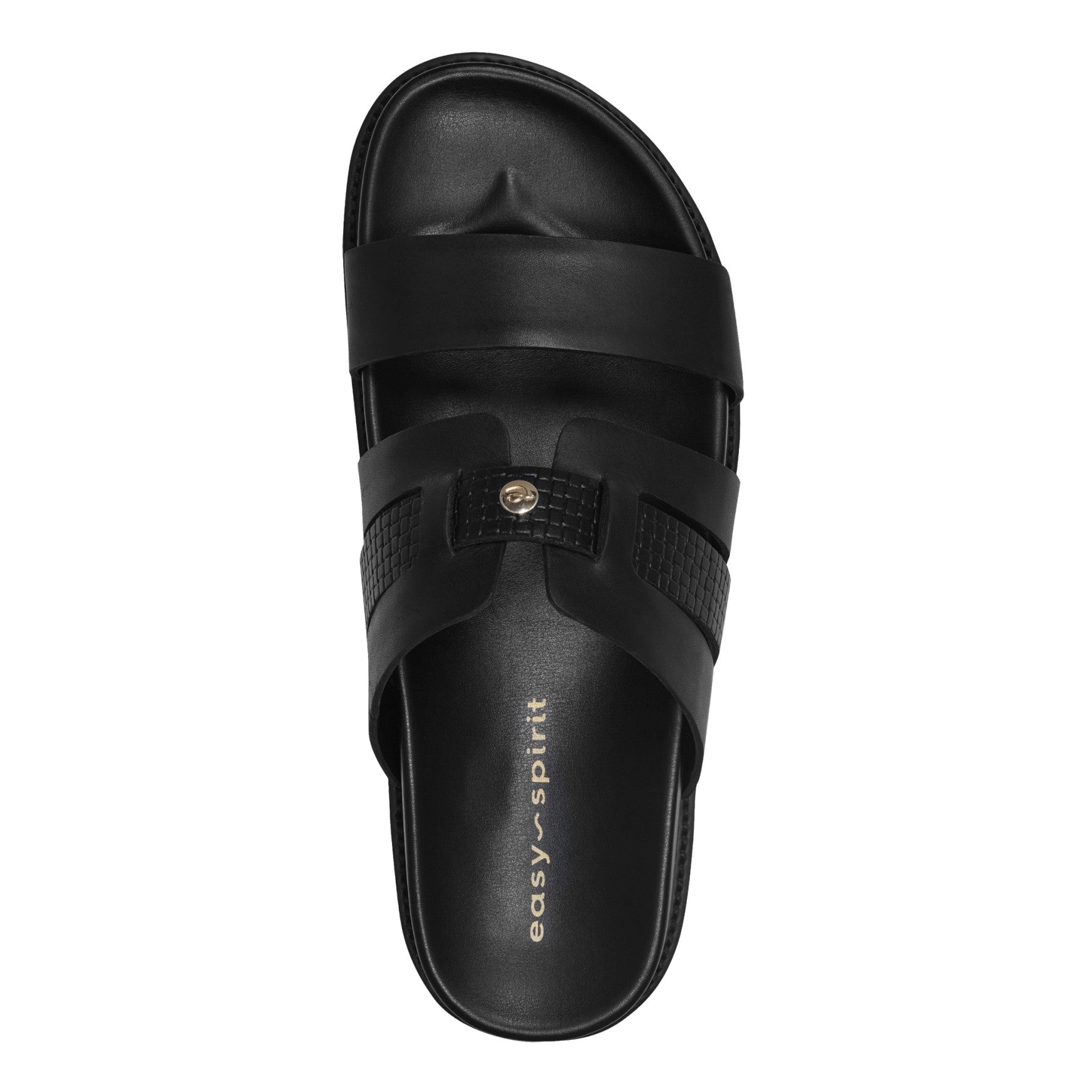 Easy Spirit Trevin Footbed Sandals - Black Leather