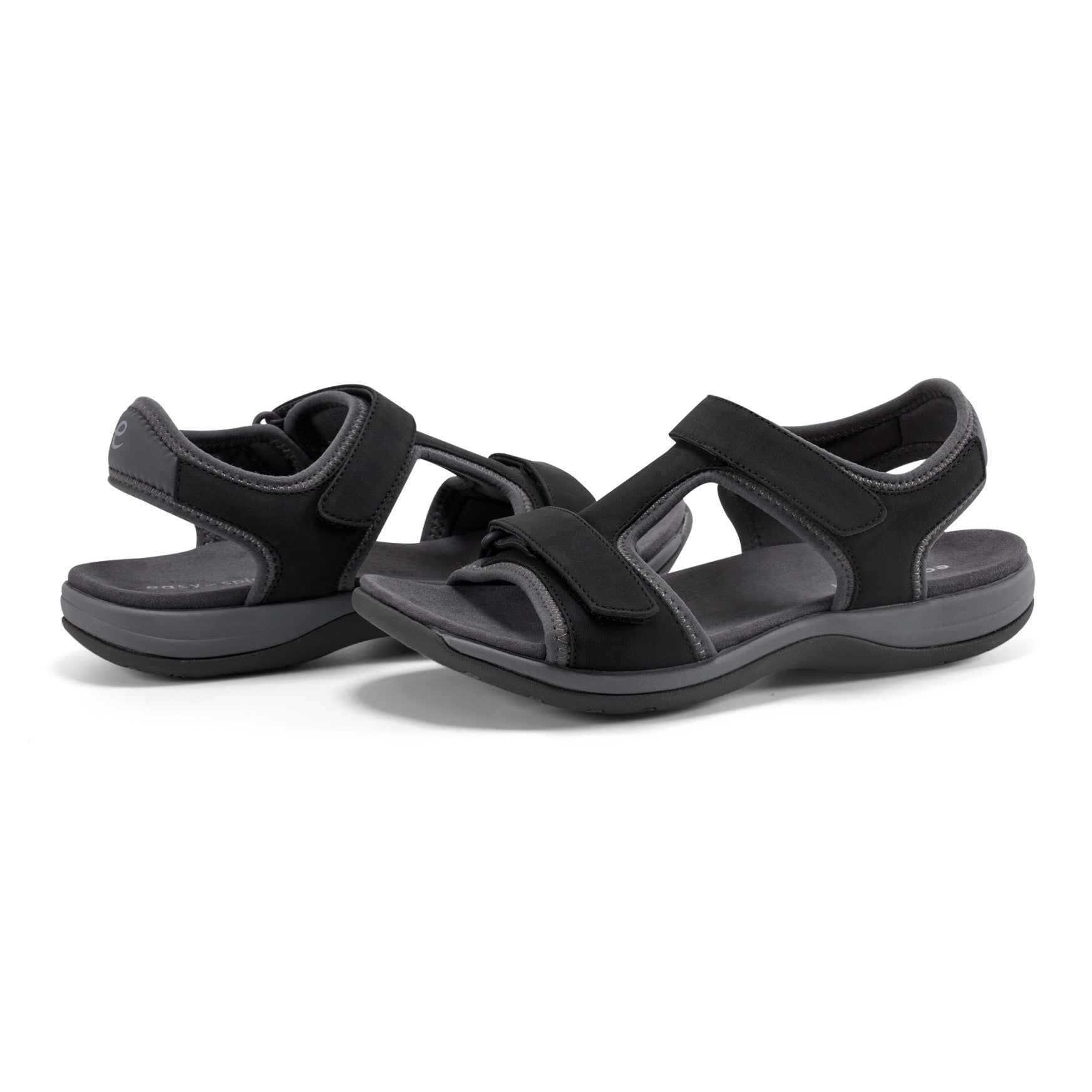 Easy Spirit Saffy Flat Sandals - Black