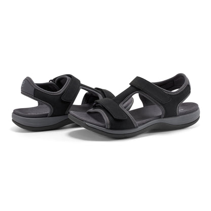 Easy Spirit Saffy Flat Sandals - Black