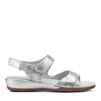 Easy Spirit Hartwell Flat Sandals - Metallic Silver Print