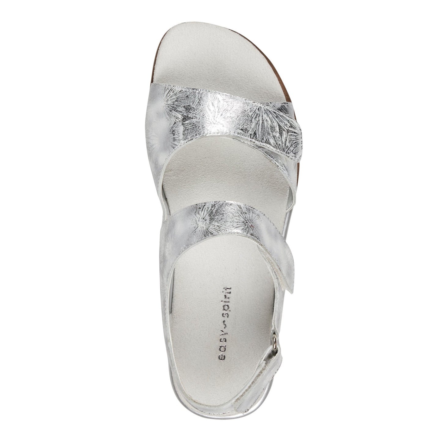 Easy Spirit Hartwell Flat Sandals - Metallic Silver Print