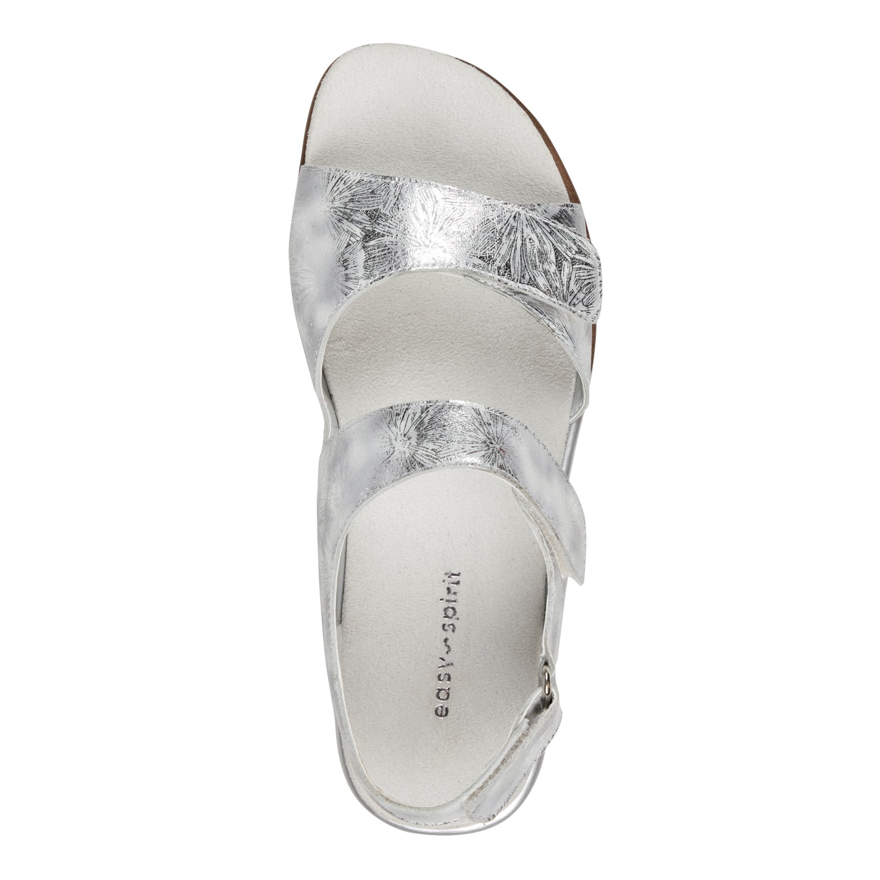 Easy Spirit Hartwell Flat Sandals - Metallic Silver Print
