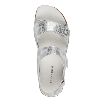 Easy Spirit Hartwell Flat Sandals - Metallic Silver Print