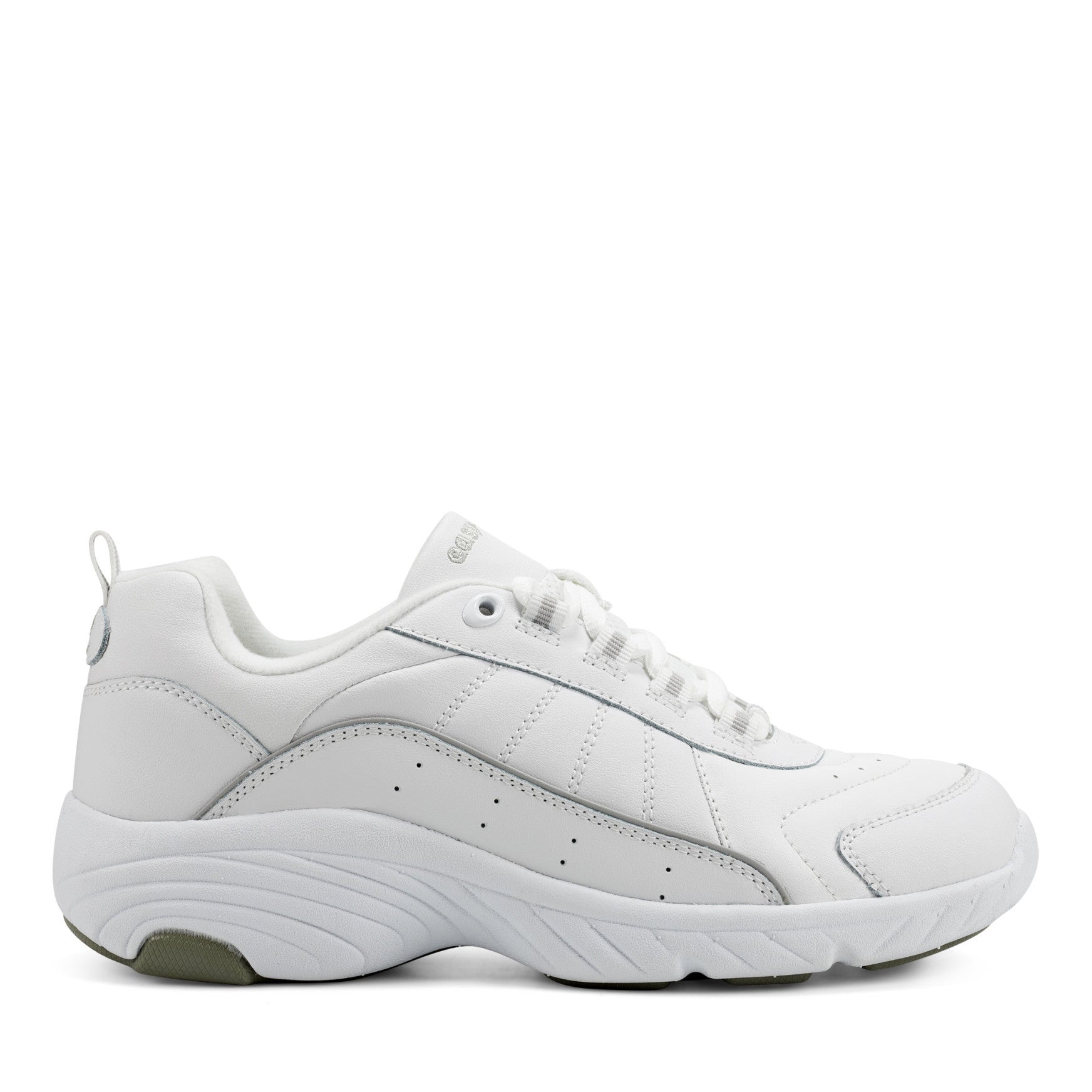 Easy Spirit Punter Athletic Shoes - White Grey Leather