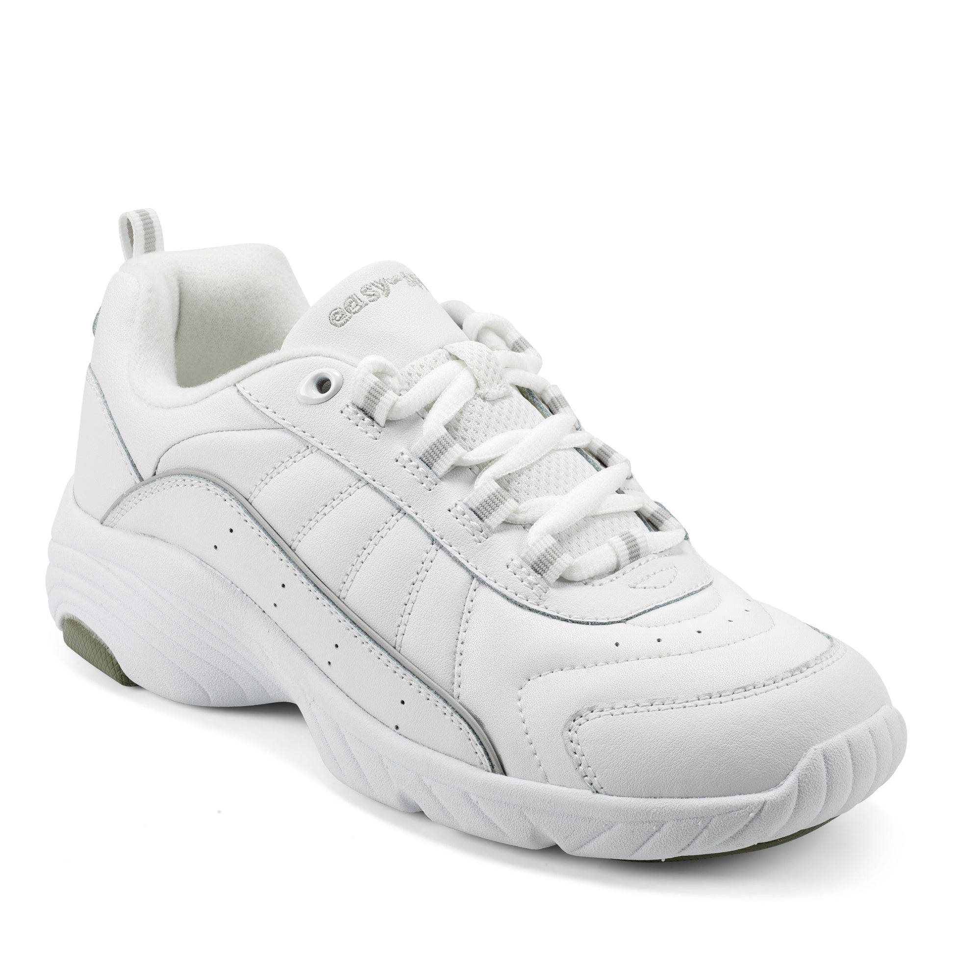 Easy Spirit Punter Athletic Shoes - White Grey Leather