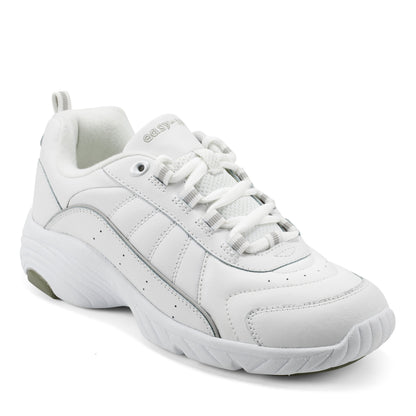 Easy Spirit Punter Athletic Shoes - White Grey Leather