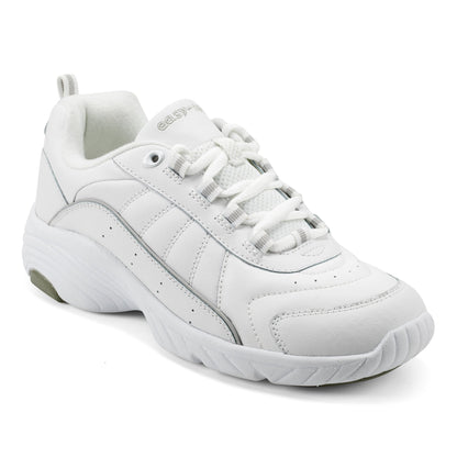 Easy Spirit Punter Athletic Shoes - White Grey Leather