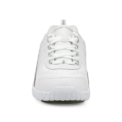 Easy Spirit Punter Athletic Shoes - White Grey Leather