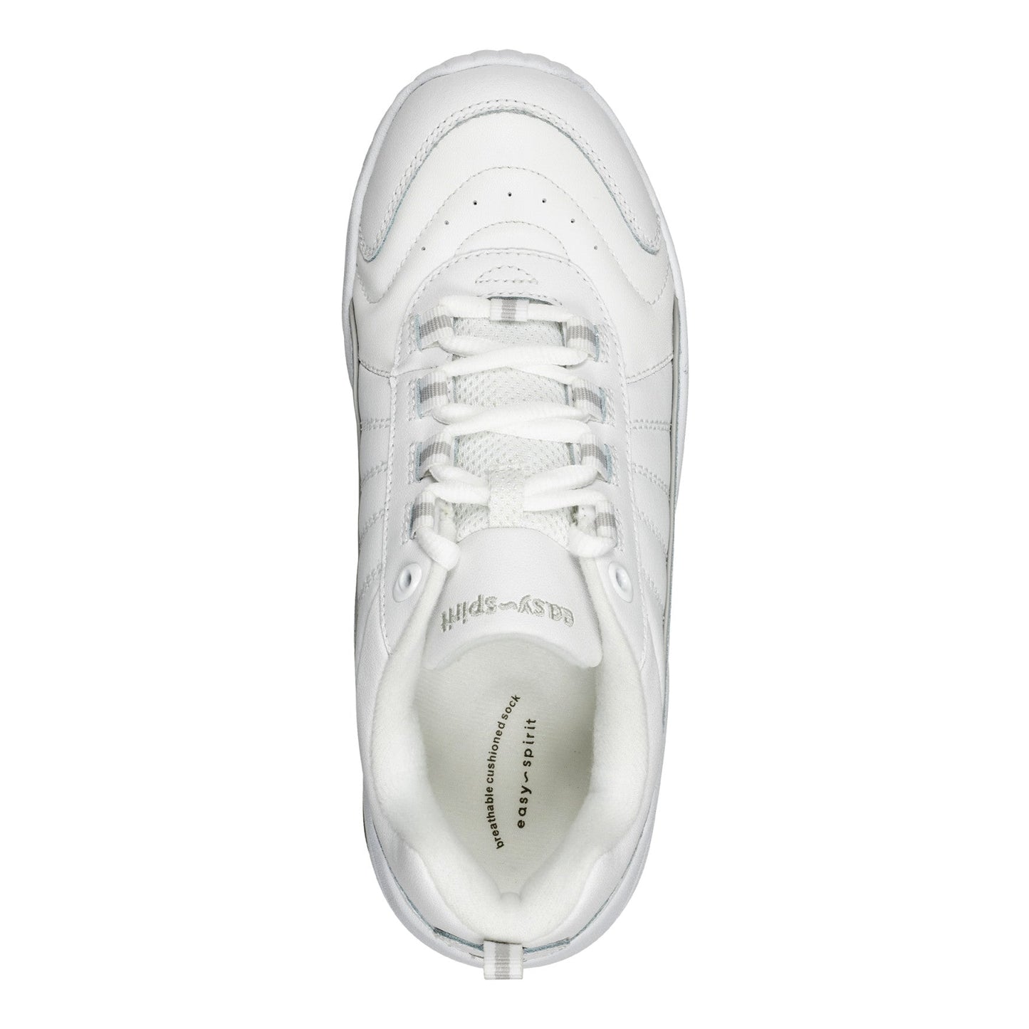 Easy Spirit Punter Athletic Shoes - White Grey Leather