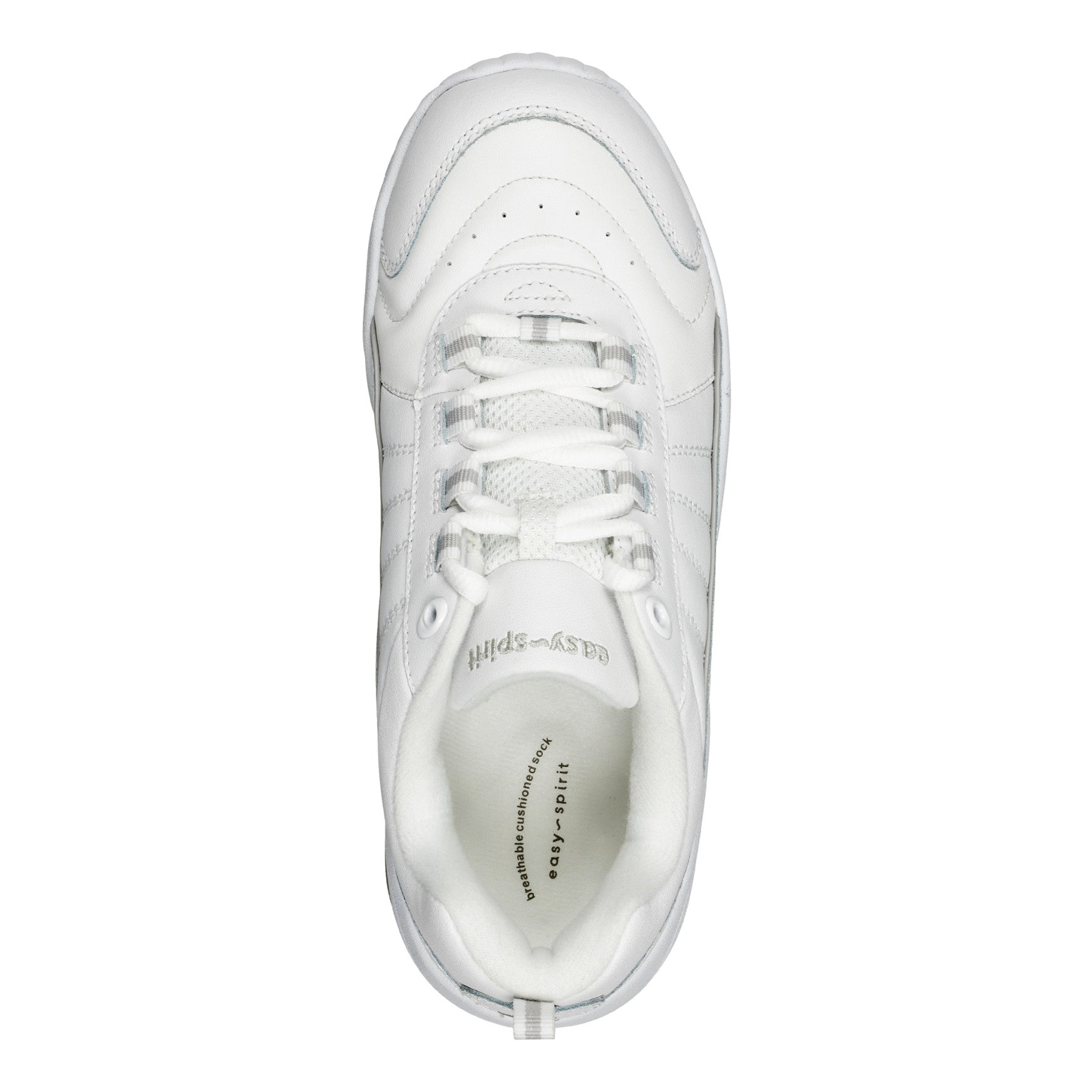 Easy Spirit Punter Athletic Shoes - White Grey Leather
