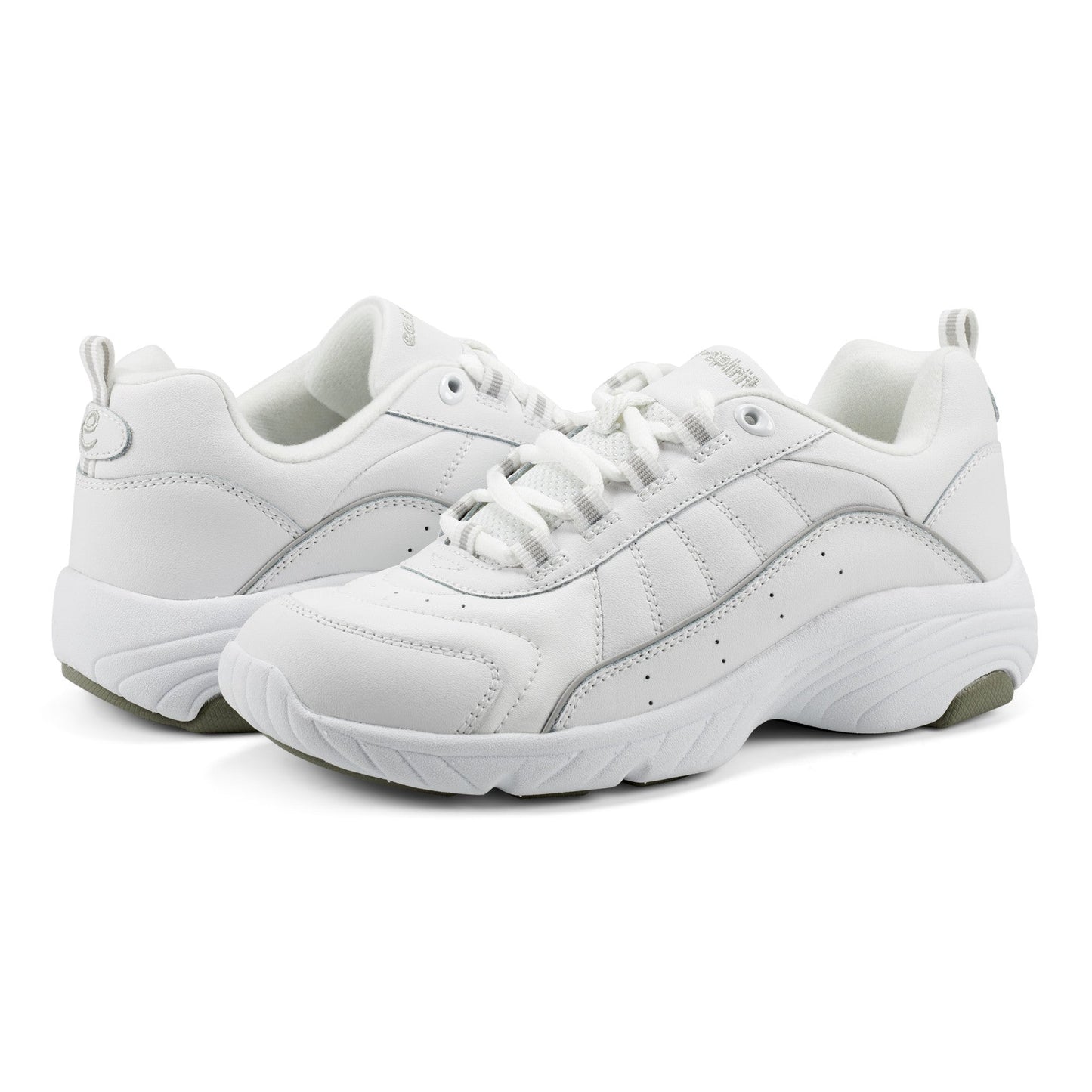 Easy Spirit Punter Athletic Shoes - White Grey Leather