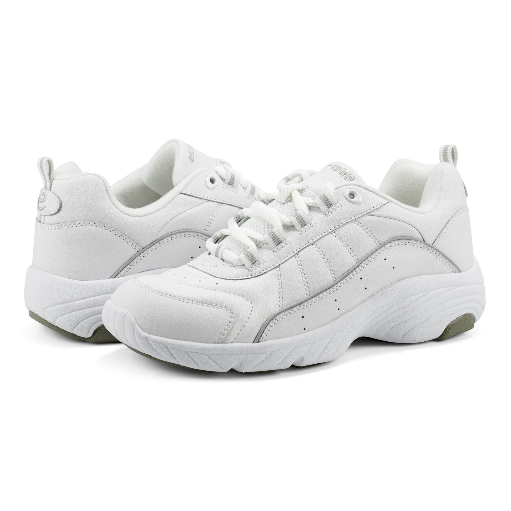 Easy Spirit Punter Athletic Shoes - White Grey Leather