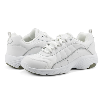 Easy Spirit Punter Athletic Shoes - White Grey Leather