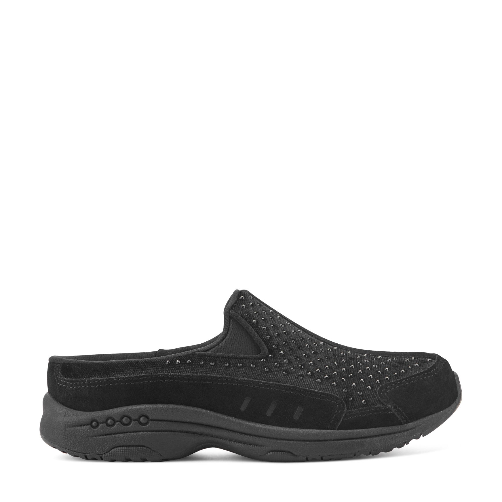 Easy Spirit Traveltime Clogs - Black Velvet/Rhinestone