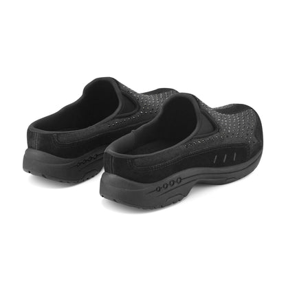 Easy Spirit Traveltime Clogs - Black Velvet/Rhinestone