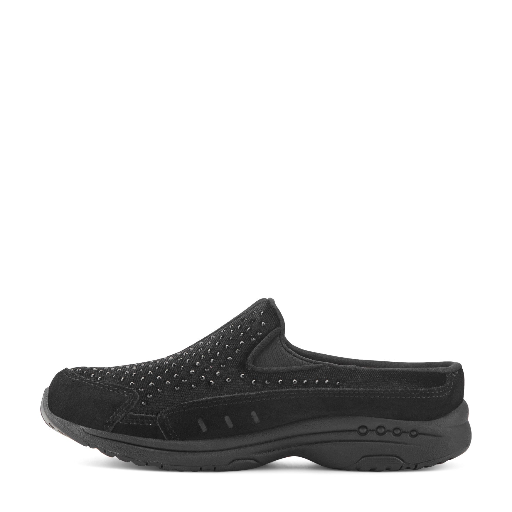Easy Spirit Traveltime Clogs - Black Velvet/Rhinestone