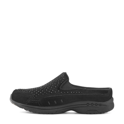 Easy Spirit Traveltime Clogs - Black Velvet/Rhinestone
