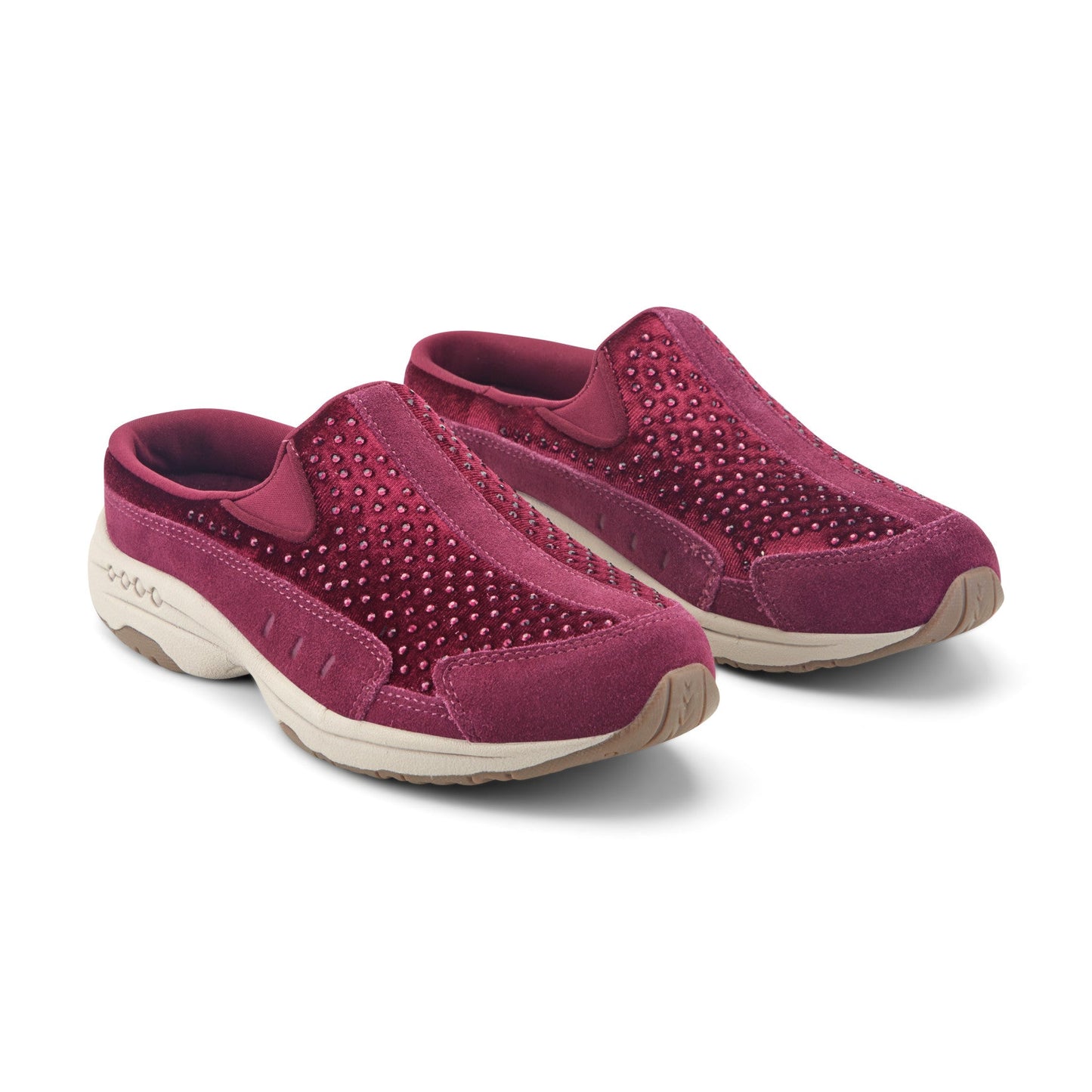 Easy Spirit Traveltime Clogs - Red Velvet/Rhinestone