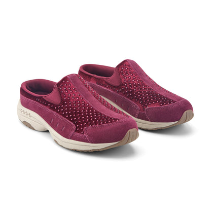 Easy Spirit Traveltime Clogs - Red Velvet/Rhinestone