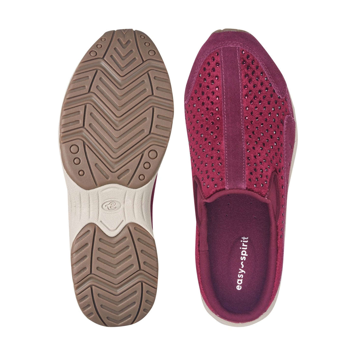 Easy Spirit Traveltime Clogs - Red Velvet/Rhinestone
