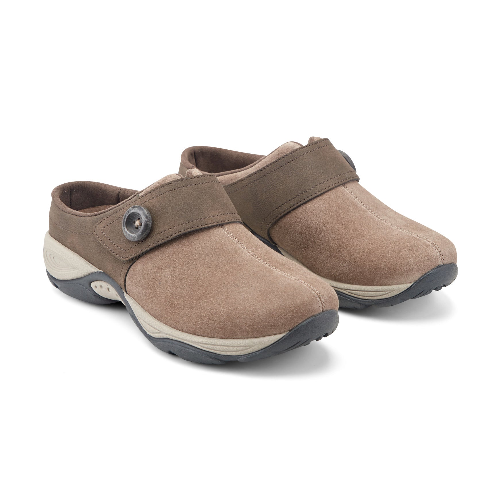 Easy Spirit Edline Slip On Casual Clogs - Taupe/Brown Suede