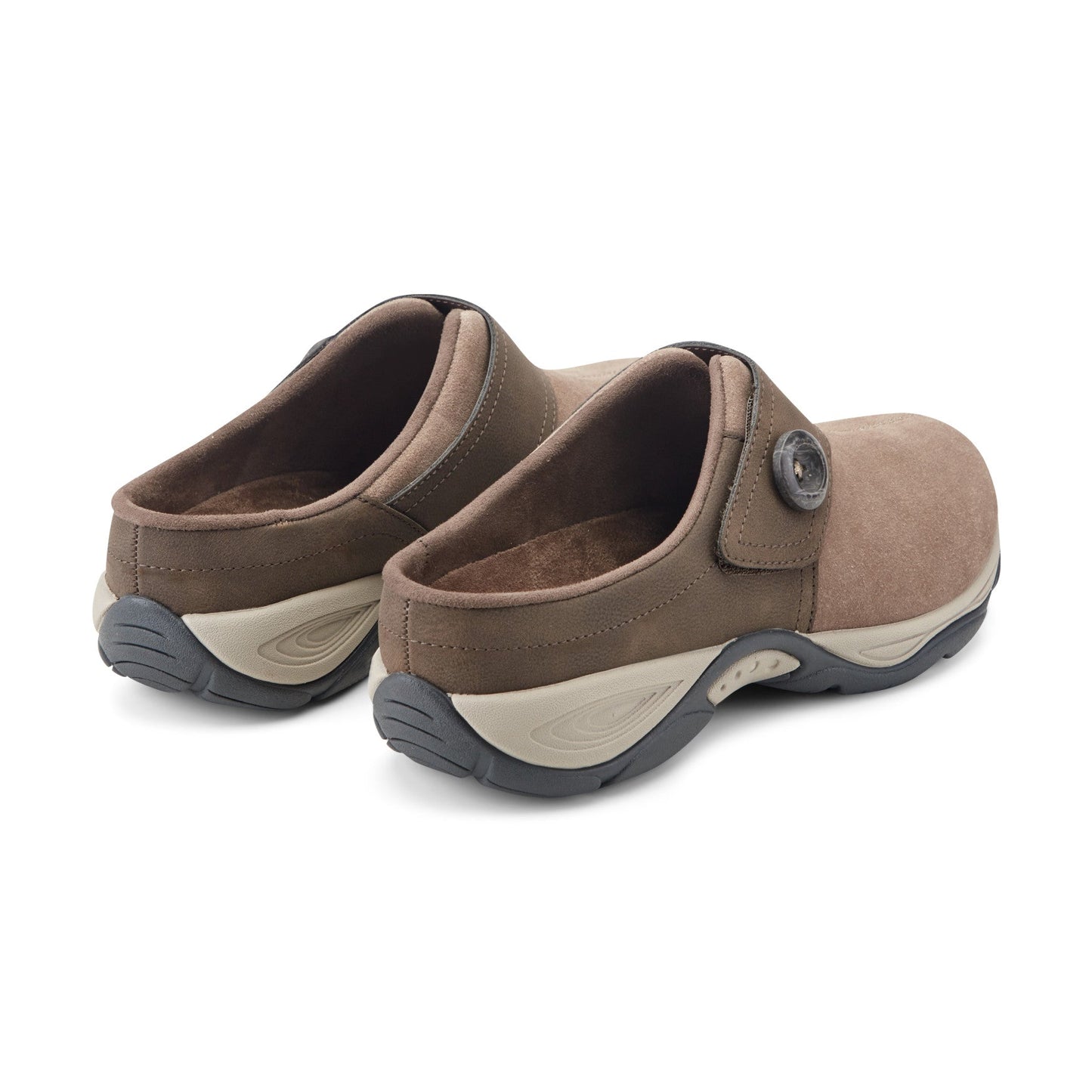 Easy Spirit Edline Slip On Casual Clogs - Taupe/Brown Suede