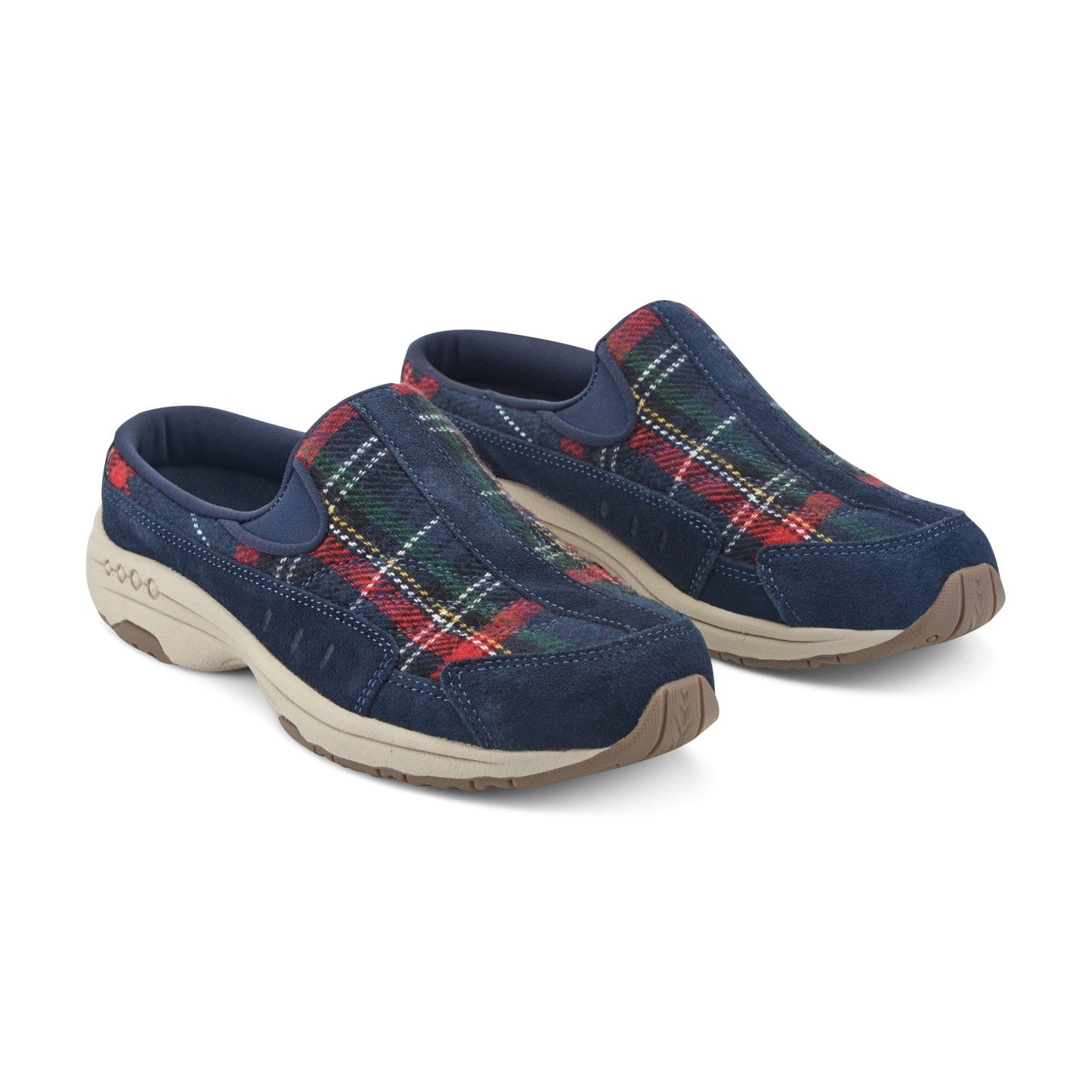 Easy Spirit Traveltime Clogs - Navy Plaid
